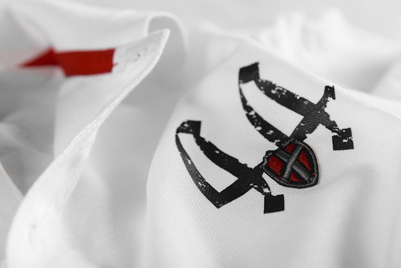 Mens Maltese Cross with Shield Embroidered Long Sleeve Polo Shirts